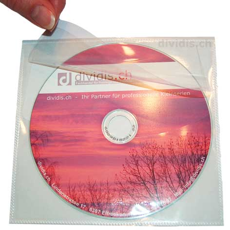 PP-Hülle für 1 CD/DVD, selbstklebend, glasklar