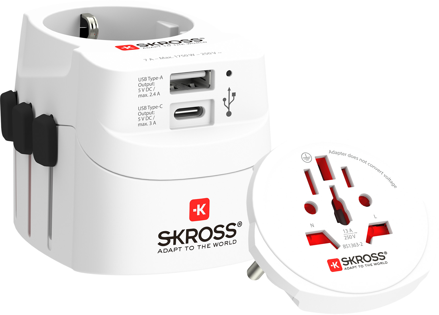 SKROSS World Travel Adapter 1.302472 PRO Light USB (AC) World