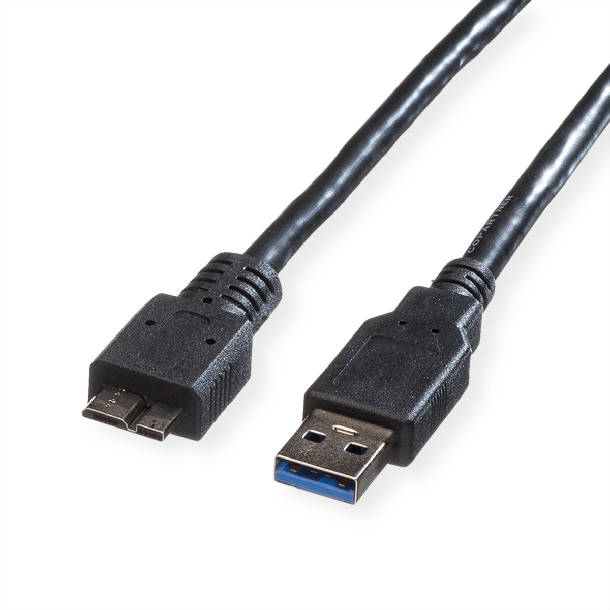 ROLINE USB-A-Micro B, Datenkabel 11.02.887 Black, ST/ST, 3.2 Gen1 0.8m