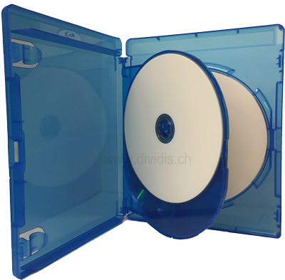 Amaray Blu-Ray Hülle 3fach, blau, Rücken 15mm