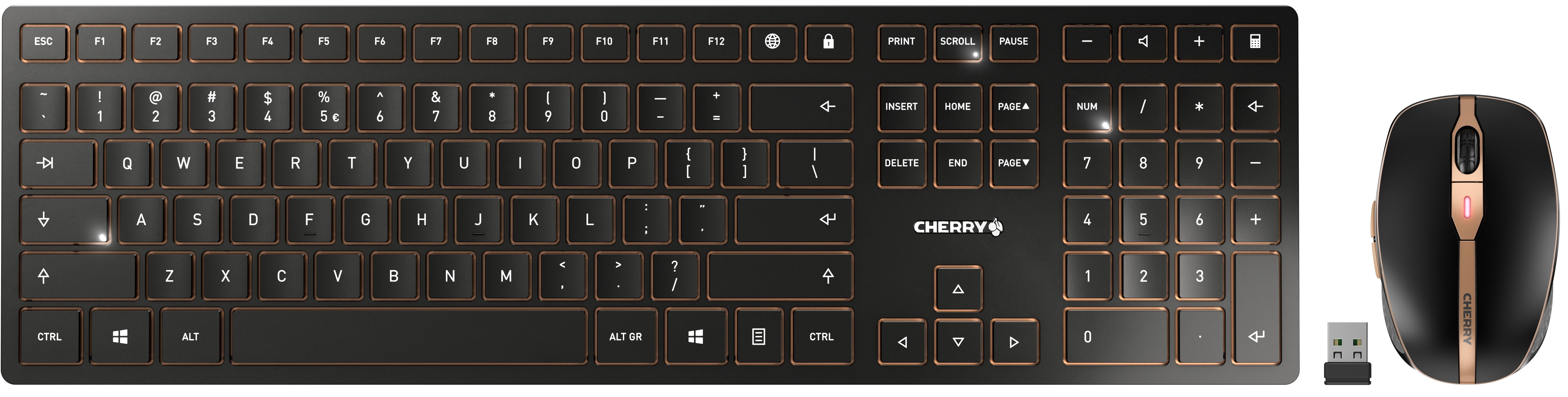 CHERRY Tastatur-Maus JD-9000CH Set DW 9000 Slim