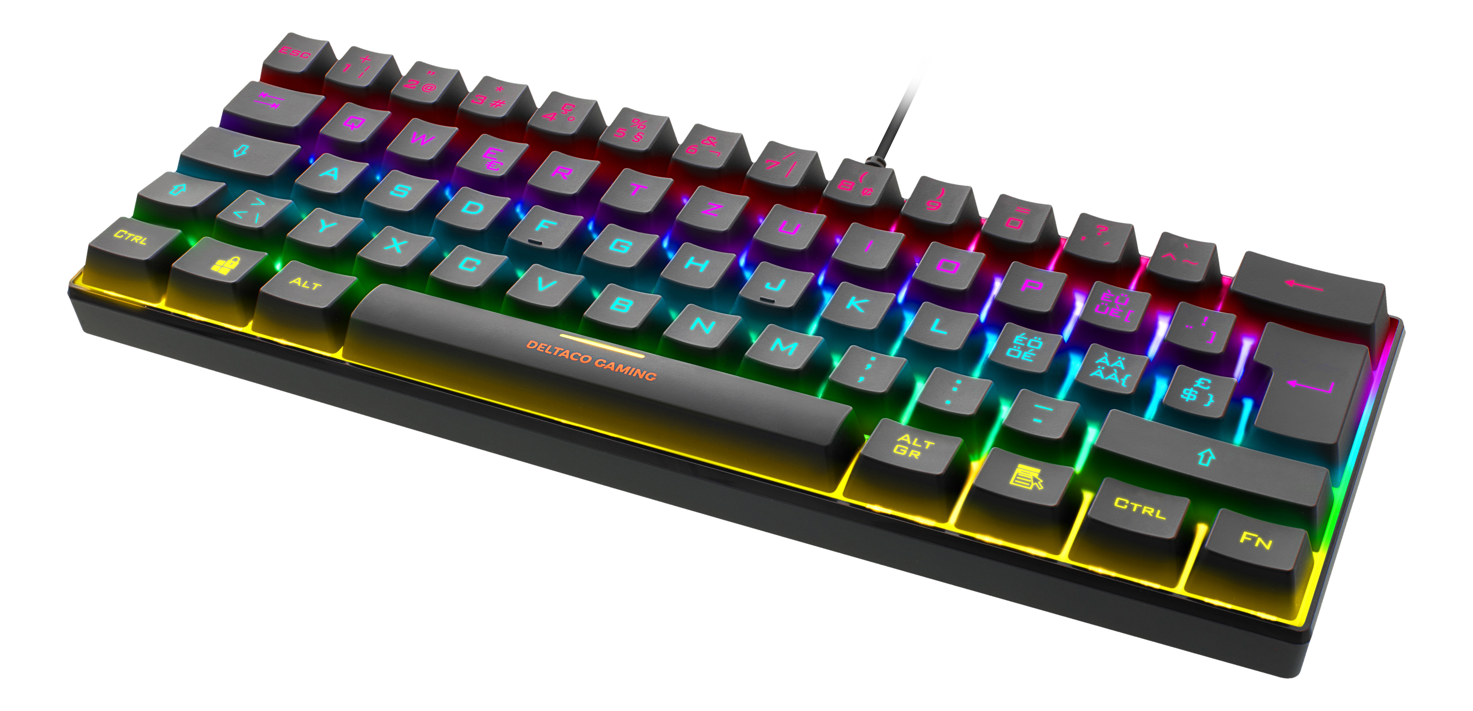 DELTACO TKL Gaming Keyboard mech RGB GAM075BCH Brown switch,CH-Layout,black