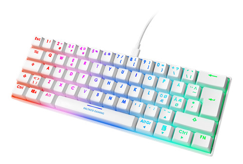 DELTACO TKL Gaming Keyboard mech RGB GAM075BWC Brown switch,CH-Layout,white