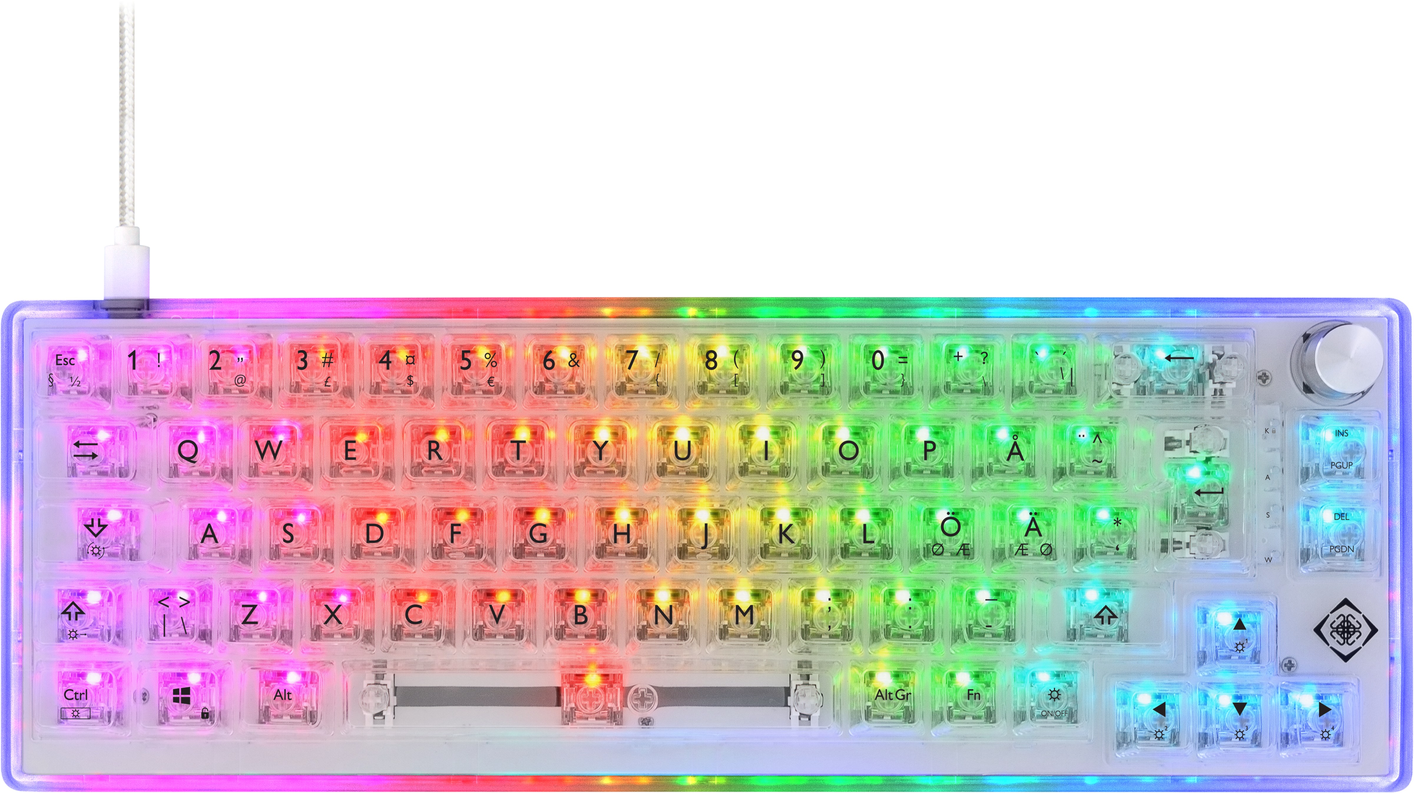 DELTACO TKL Gaming Keyboard mech GAM160TCH transparent RGB CH-Layout