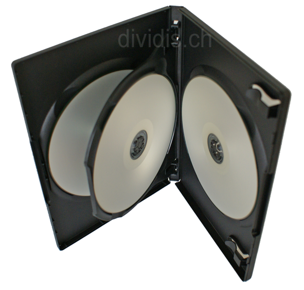 DVD Hülle, schwarz, 14 mm, für 3 Discs