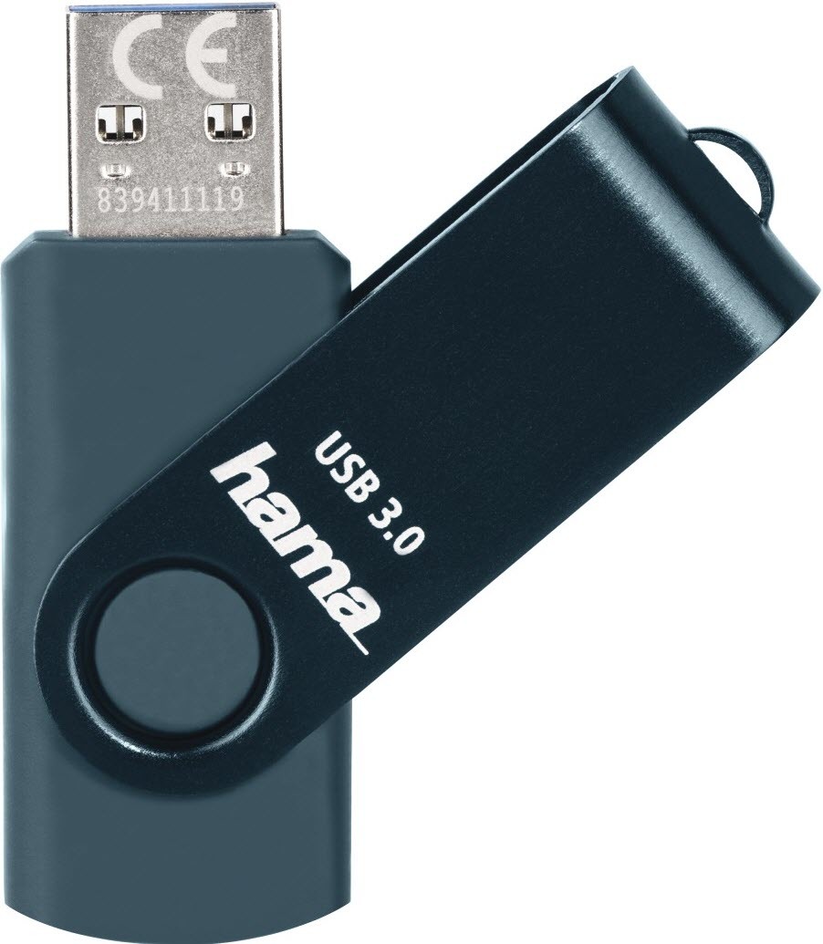 HAMA USB-Stick Rotate 182463 3.0, 32GB, 70MB/s, Petrol