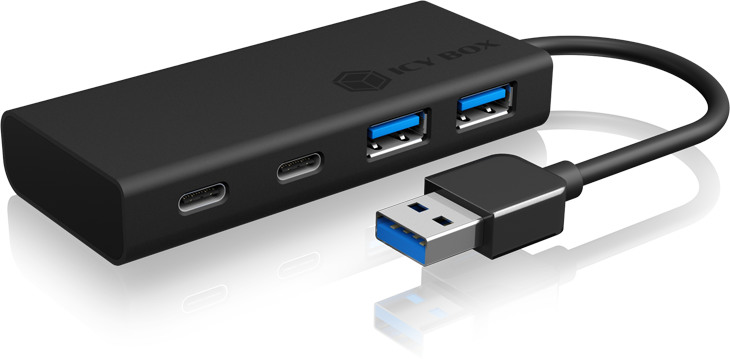 ICY BOX USB-A zu 2x USB-A & C Hub IBHUB1426 USB 3.0, 10cm Kabel