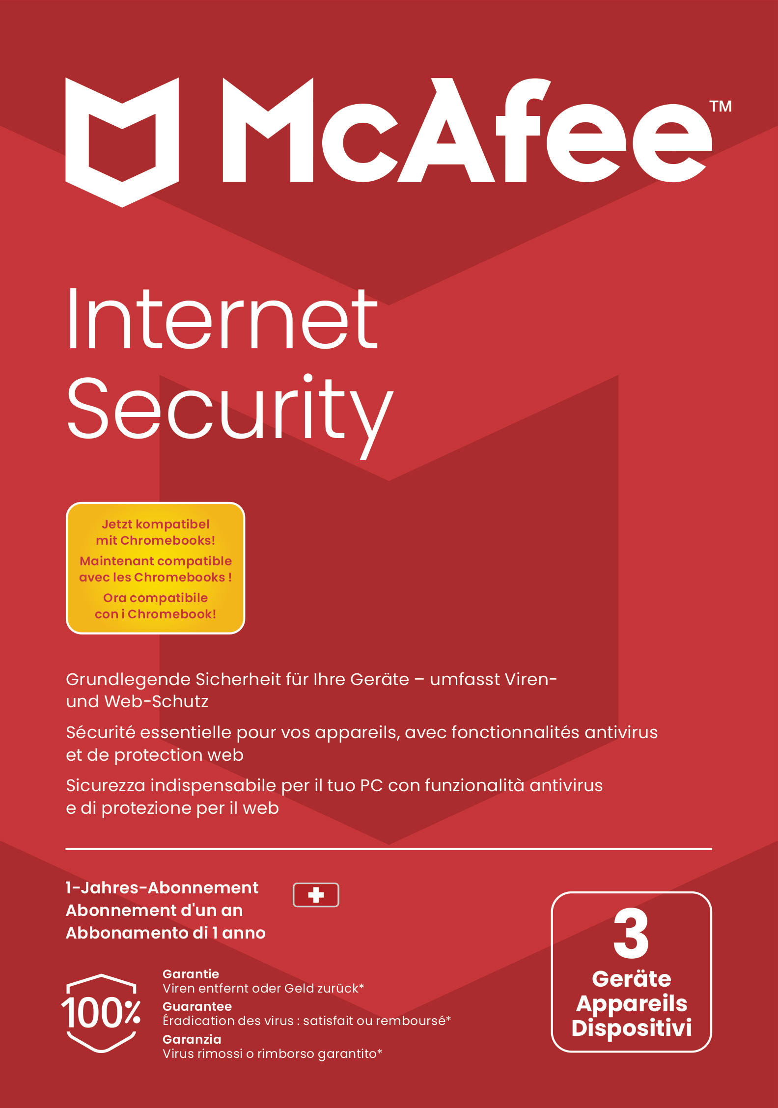 MCAFEE Internet Security MIS21MNR3 3 Devices (Code in a box)