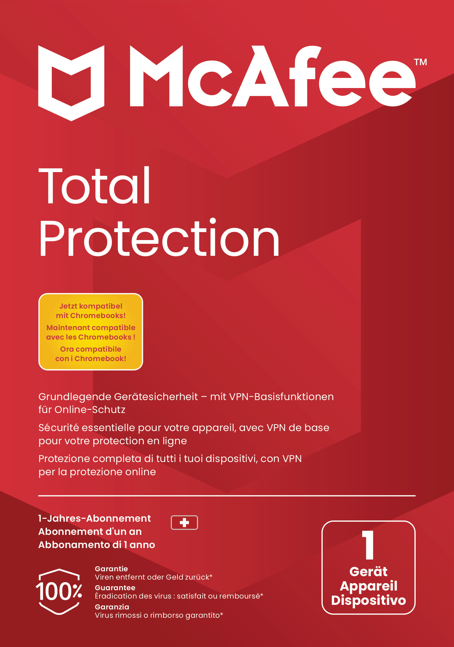 MCAFEE Total Protection MTP21MNR1 1 Device (Code in a box)