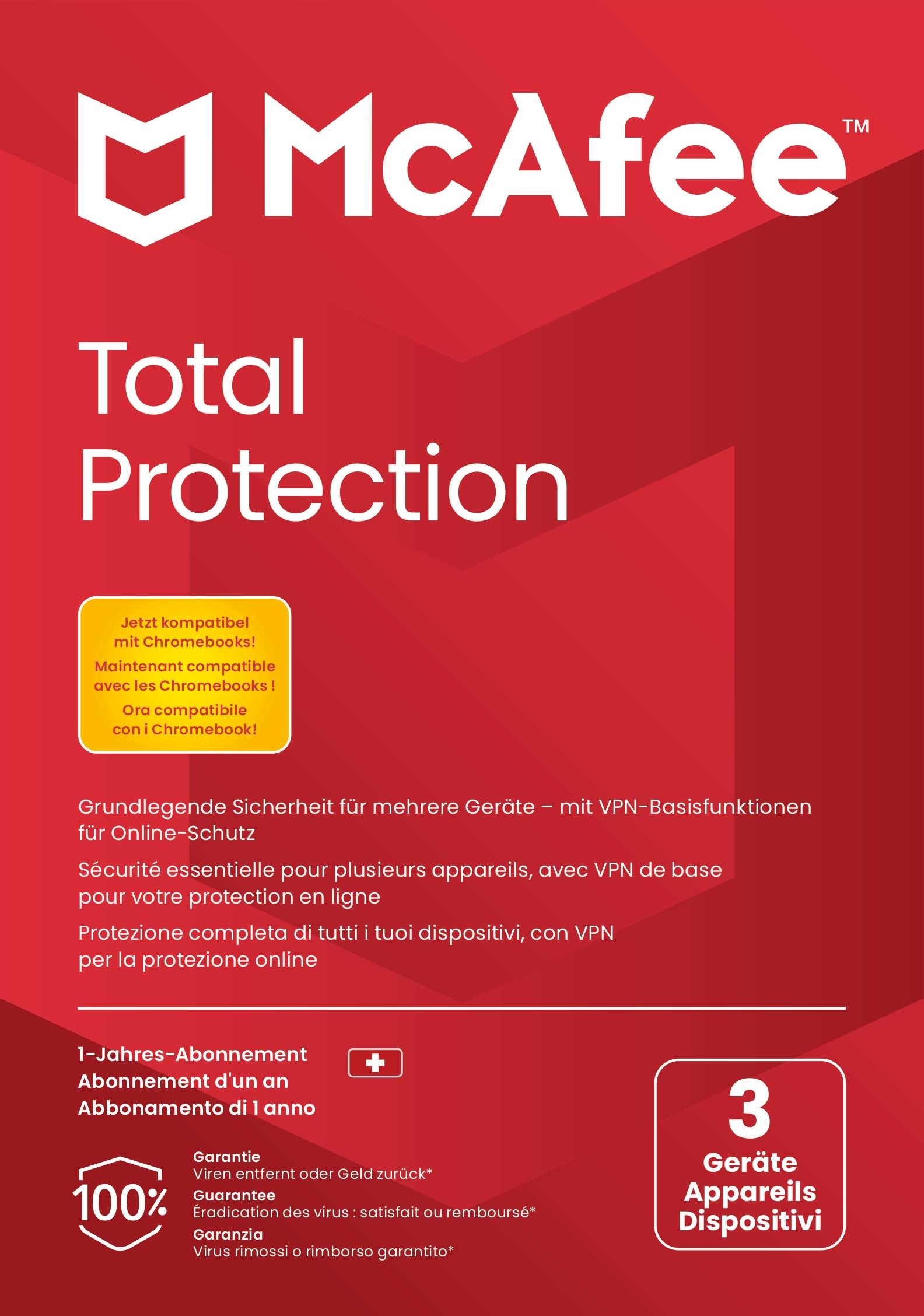 MCAFEE Total Protection MTP21MNR3 3 Devices (Code in a box)