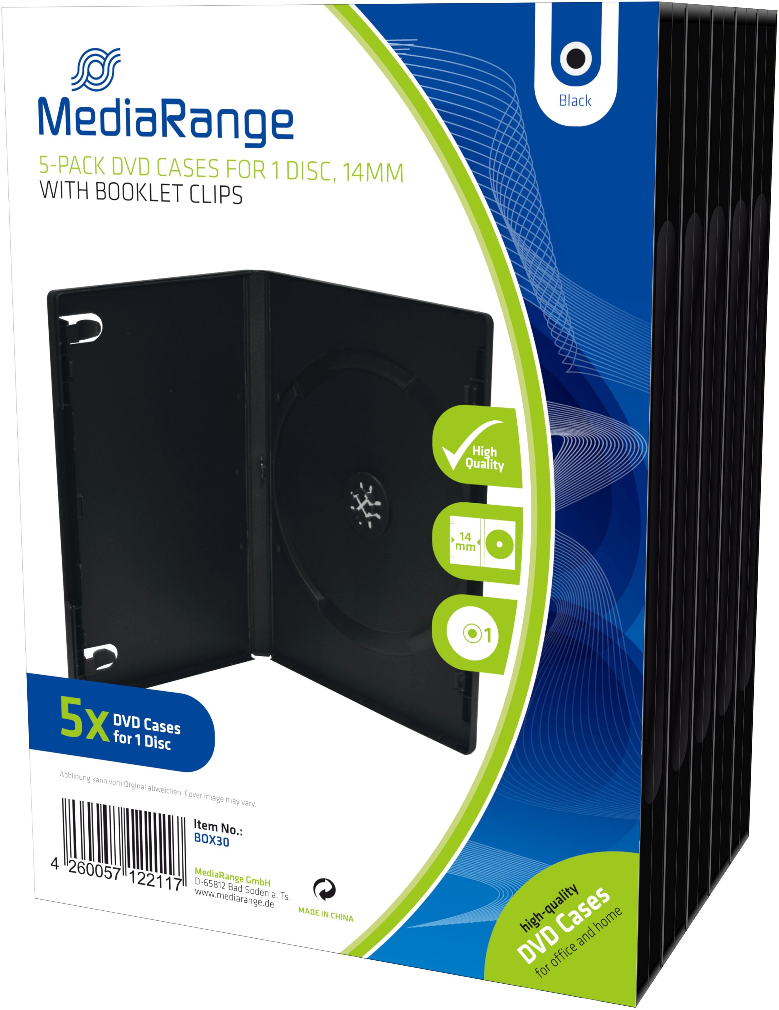 MEDIARANG DVD Hüllen,schwarz, 5er Pack BOX30