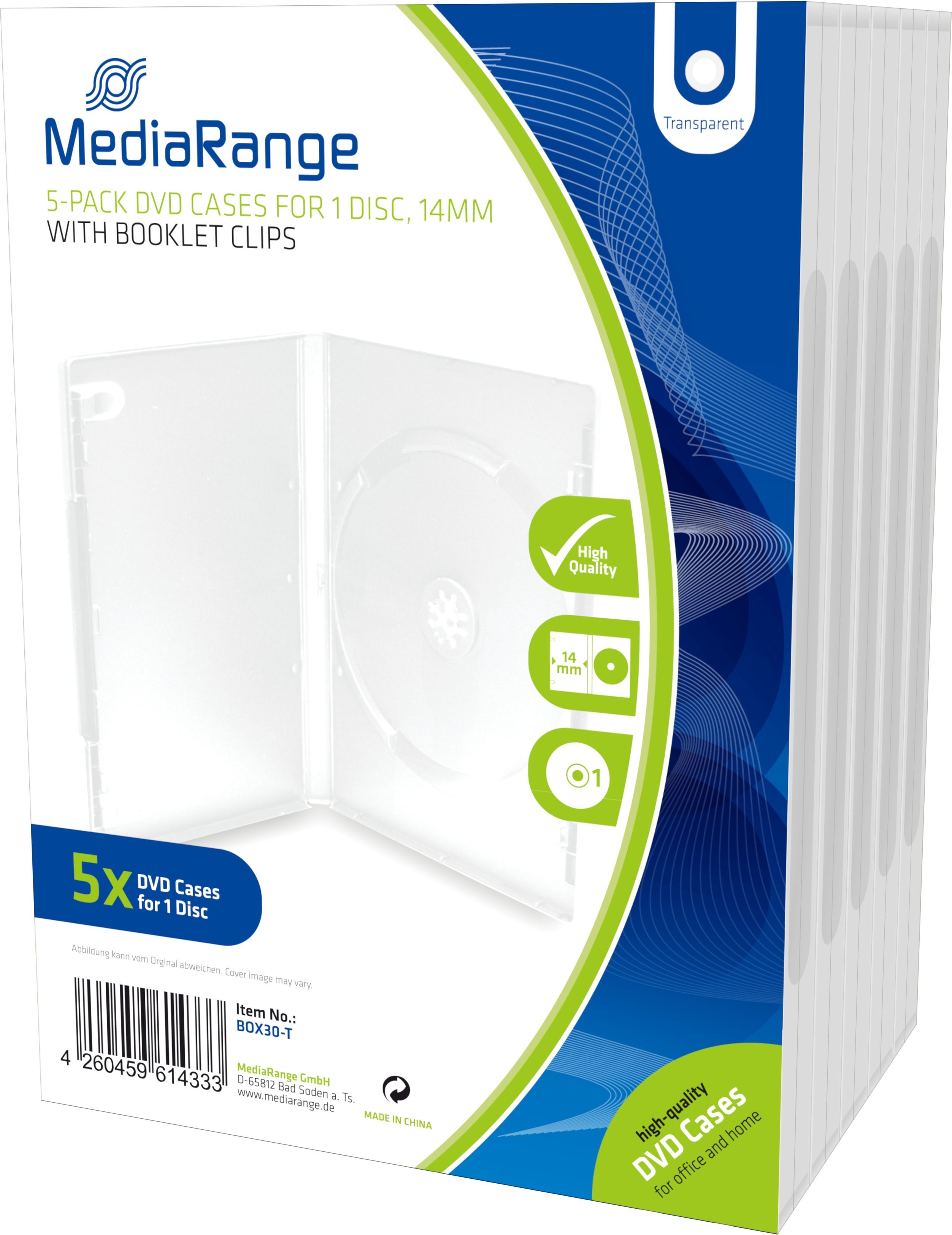 MEDIARANG DVD Hüllen, transp, 5er Pack BOX30-T