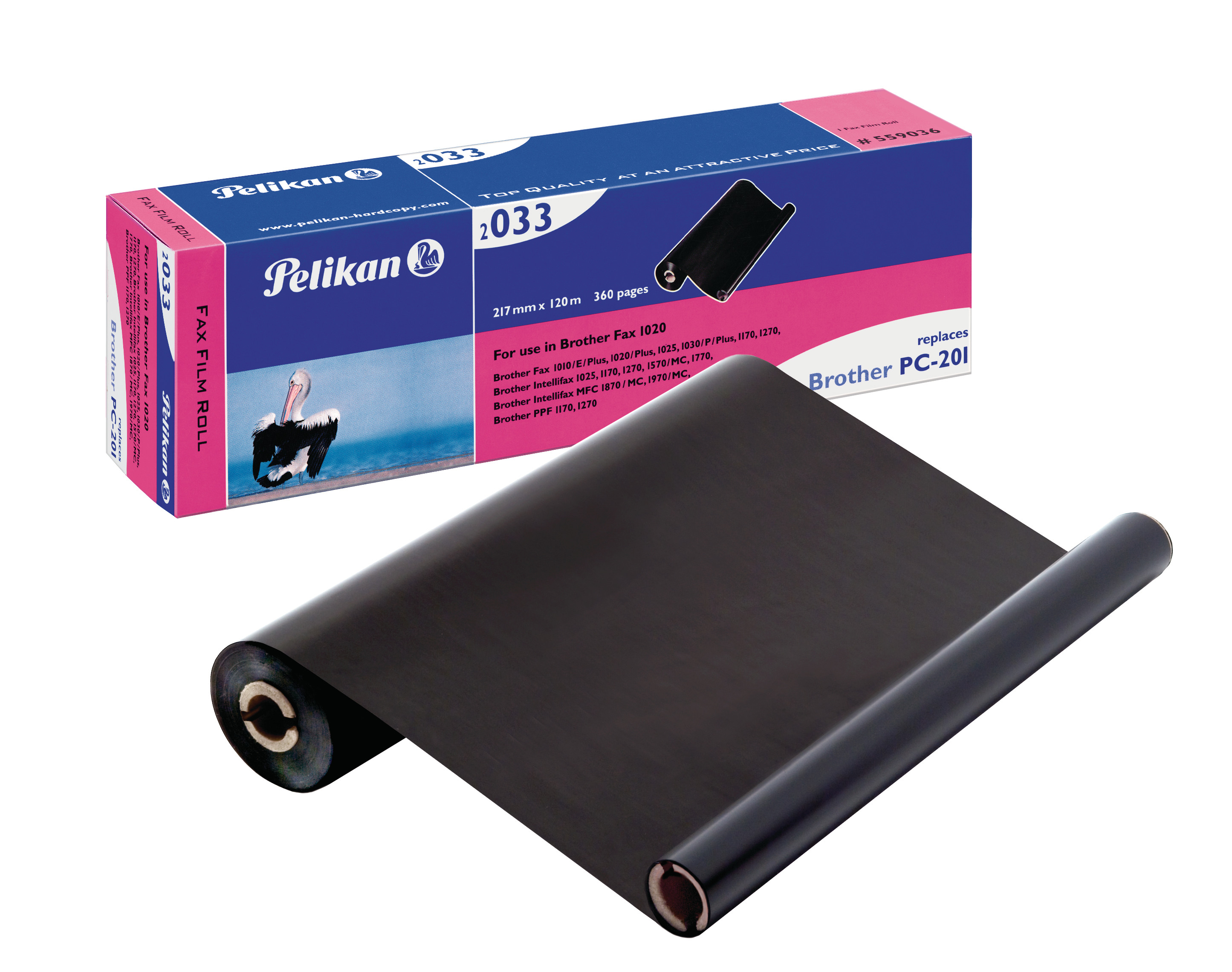PELIKAN TTR-Refill schwarz PC-201 zu Brother Fax 1010 217mm/120m