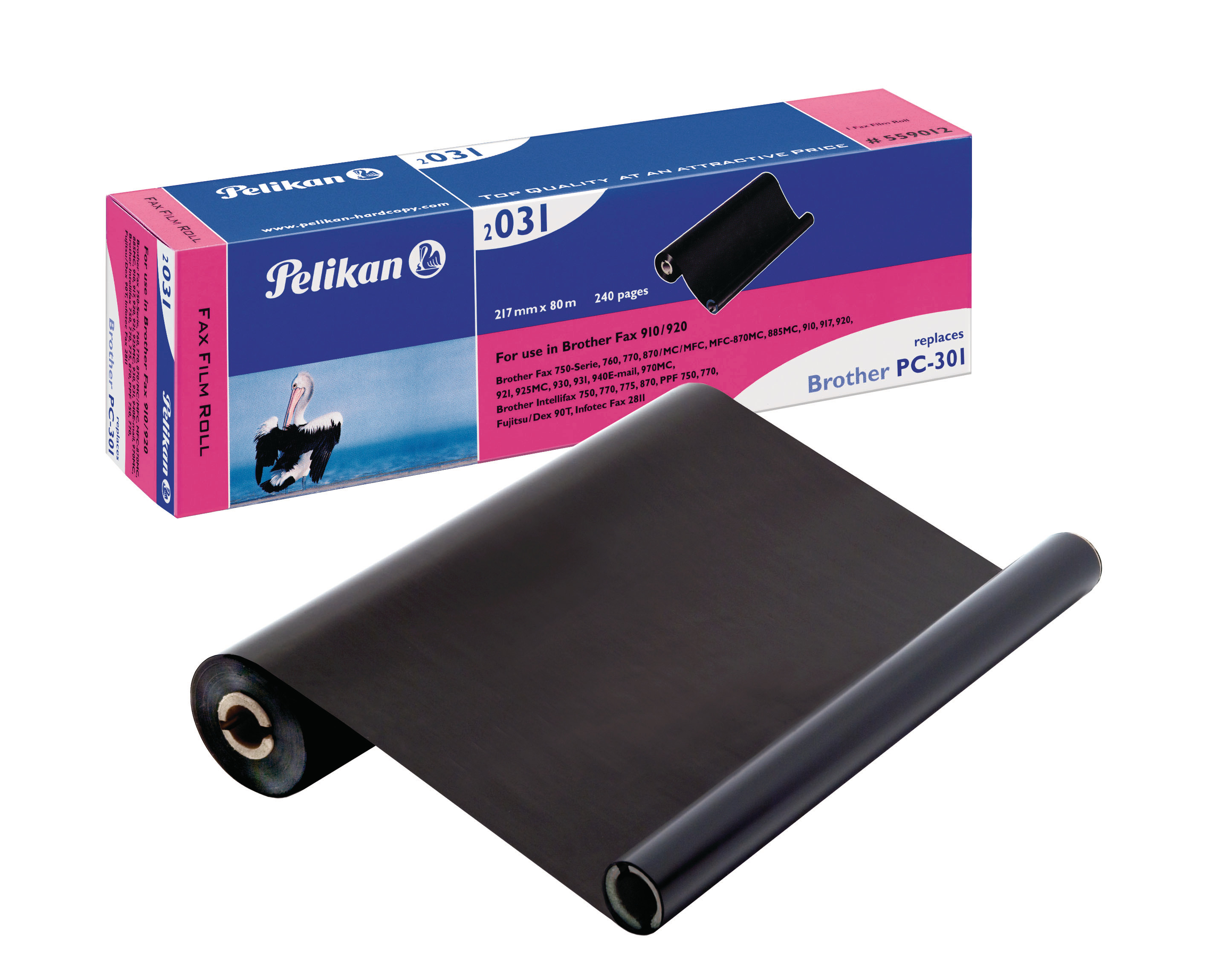 PELIKAN TTR-Refill schwarz PC-301 zu Brother Fax 750 217mm/80m