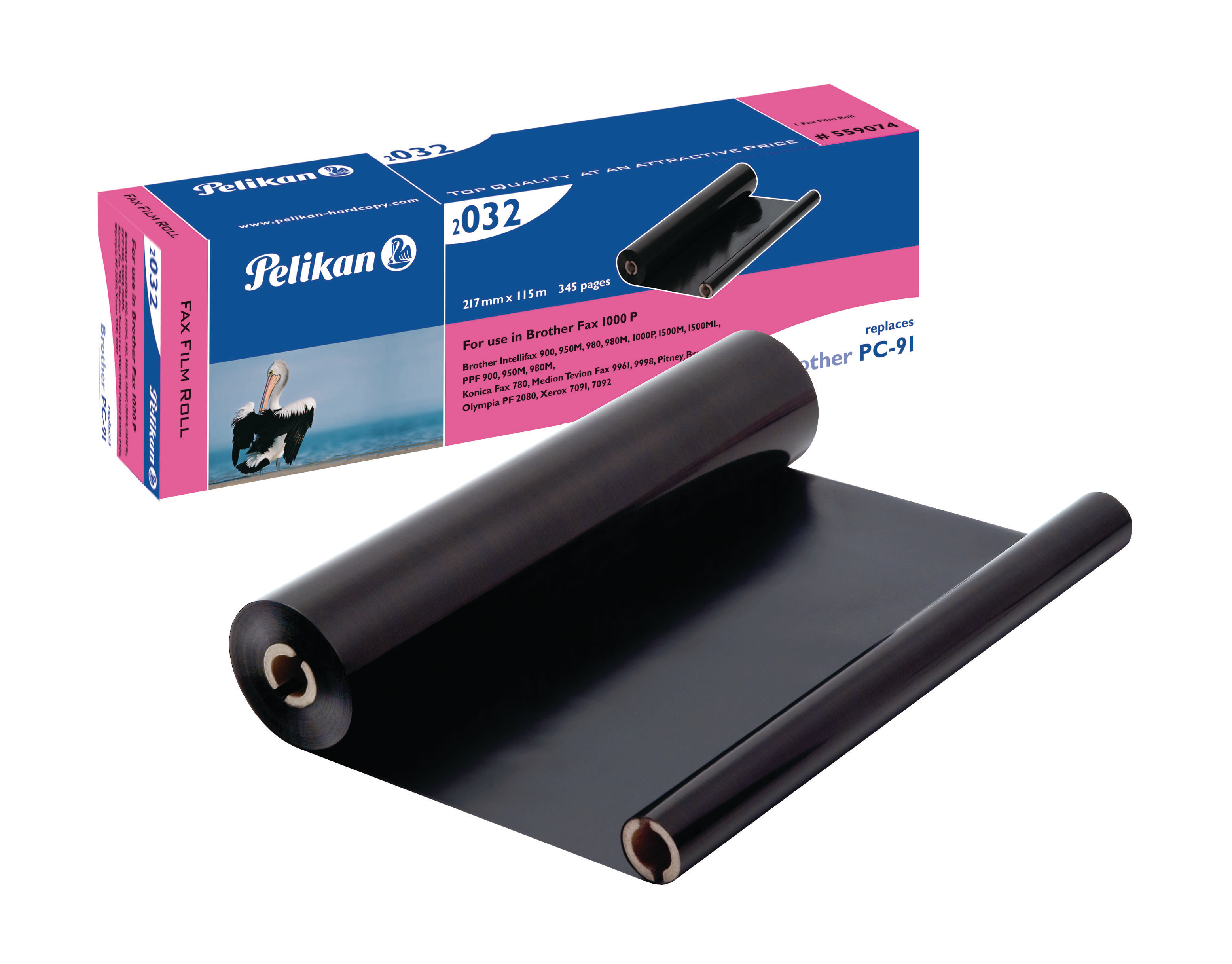 PELIKAN TTR-Refill schwarz PC-91 zu Brother Fax 1000 217mm/115m