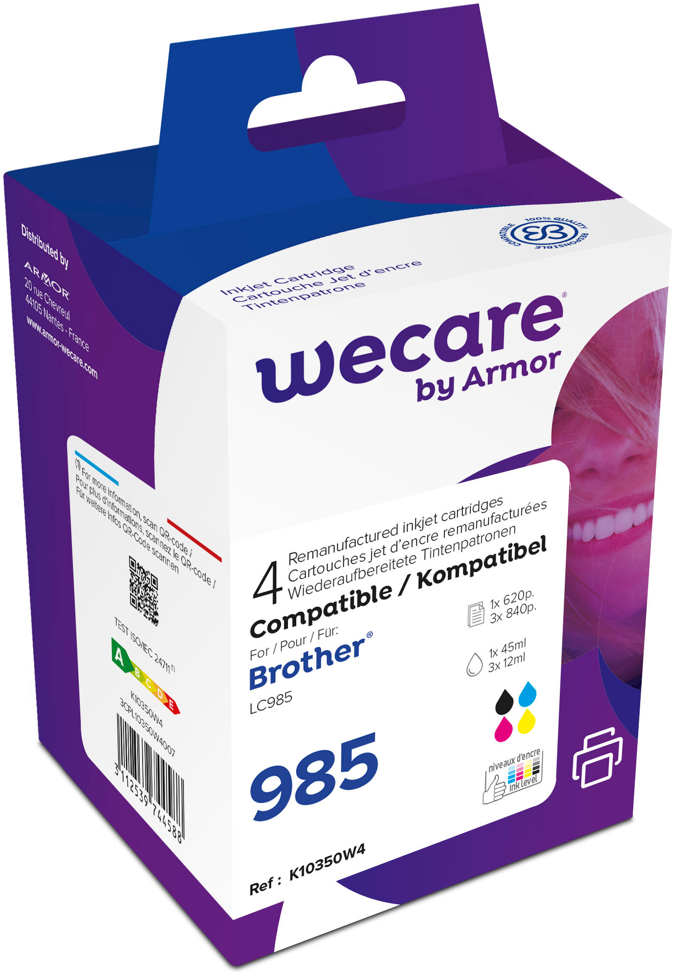 WECARE Multipack rebuilt CMYBK LC-985VAL z.Brother DCP-J315W 15/3x9ml